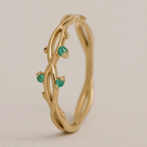 anillo primavera oro y esmeralda